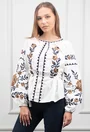Bluza alba cu snur si broderie