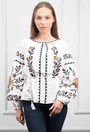 Bluza alba cu snur si broderie