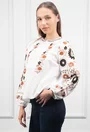 Bluza alba stil ie cu broderie florala