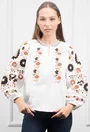 Bluza alba stil ie cu broderie florala