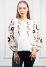 Bluza alba stil ie cu broderie florala