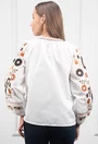 Bluza alba stil ie cu broderie florala