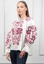 Bluza alba stil ie cu broderie visinie
