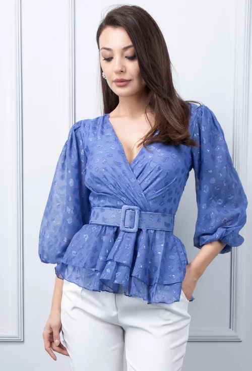 Bluza albastra cu volane