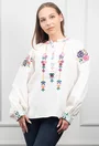Bluza bej deschis cu broderie