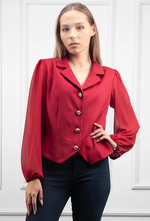 Bluza bordo cu maneci din voal