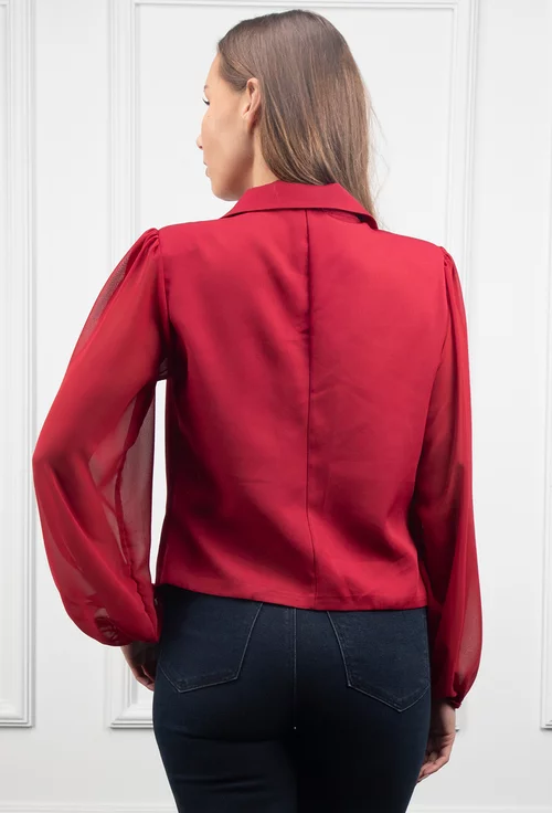 Bluza bordo cu maneci din voal