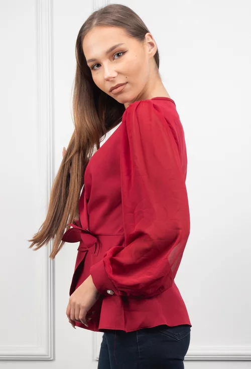 Bluza bordo cu ornament floare