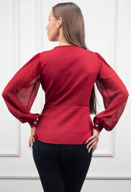 Bluza bordo cu ornament floare