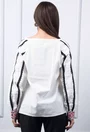 Bluza ecru stil ie cu detalii negre si rosii