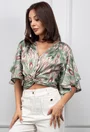 Bluza eleganta cu imprimeu si maneci deosebite