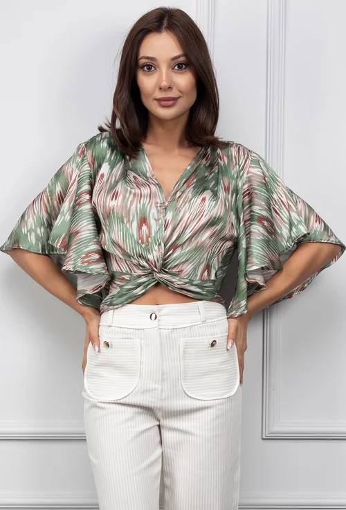 Bluza eleganta cu imprimeu si maneci deosebite