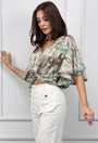 Bluza eleganta cu imprimeu si maneci deosebite