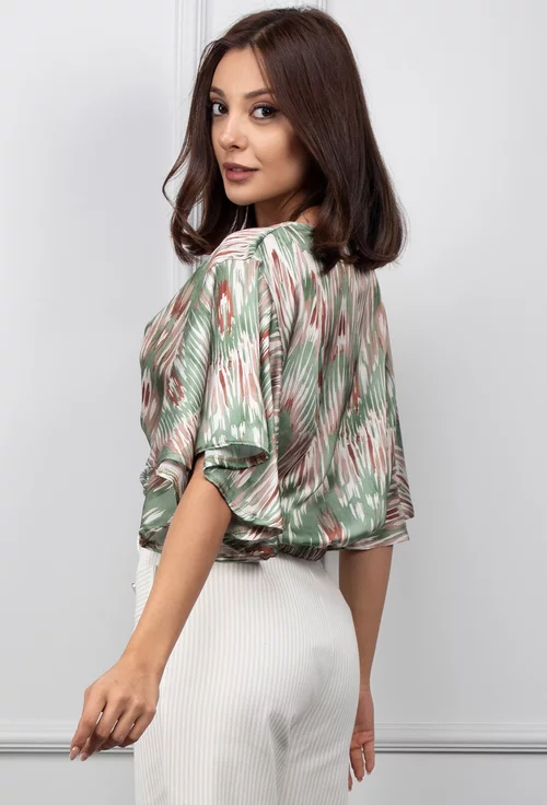 Bluza eleganta cu imprimeu si maneci deosebite