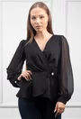 Bluza neagra cu ornament floare