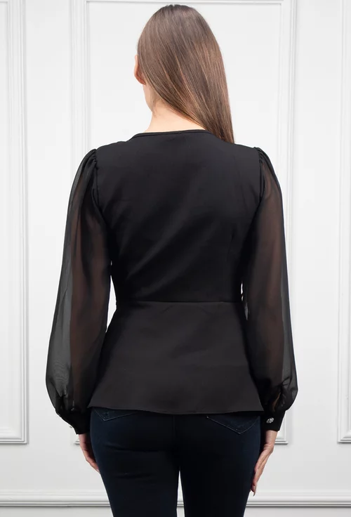 Bluza neagra cu ornament floare