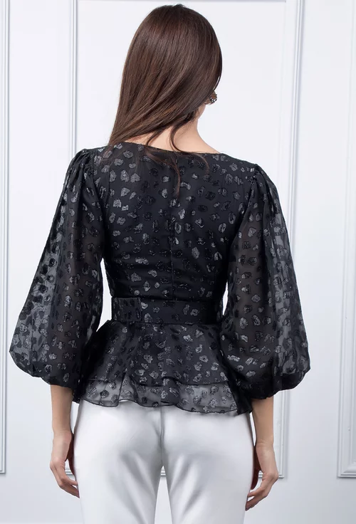 Bluza neagra cu volane