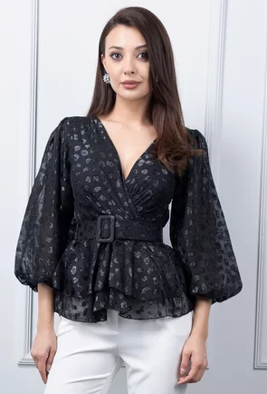 Bluza neagra cu volane