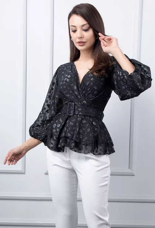 Bluza neagra cu volane