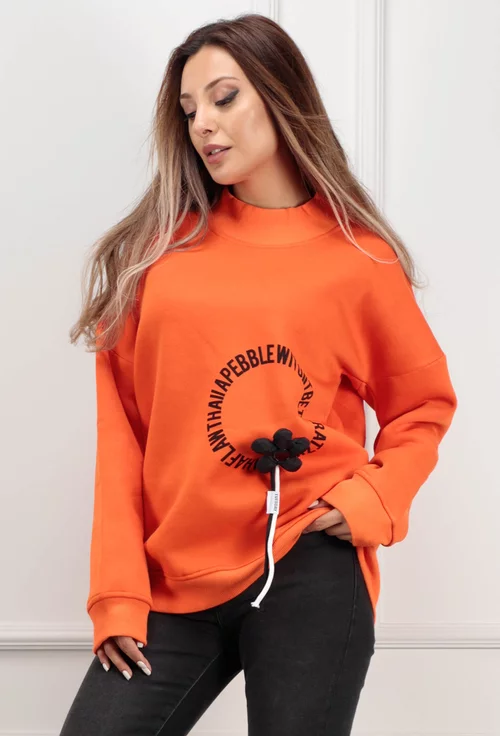 Bluza portocalie cu floare aplicata