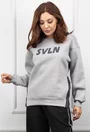 Bluza sport gri cu fermoare in laterale