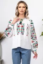 Bluza stil ie alba cu broderie florala