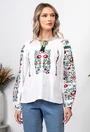 Bluza stil ie alba cu broderie florala