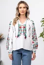 Bluza stil ie alba cu broderie florala