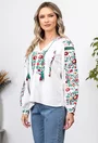 Bluza stil ie alba cu broderie florala