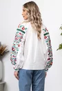 Bluza stil ie alba cu broderie florala