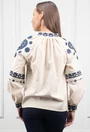 Bluza stil ie bej cu broderie albastra