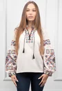 Bluza stil ie cu maneci bufante si broderie
