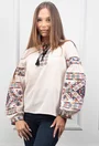Bluza stil ie cu maneci bufante si broderie