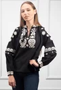 Bluza stil ie neagra cu broderie