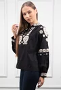 Bluza stil ie neagra cu broderie