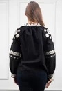 Bluza stil ie neagra cu broderie