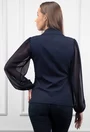 Bluza stil sacou bleumarin cu maneci din voal