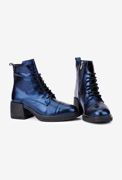 Botine dama albastre din piele naturala