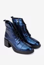 Botine dama albastre din piele naturala