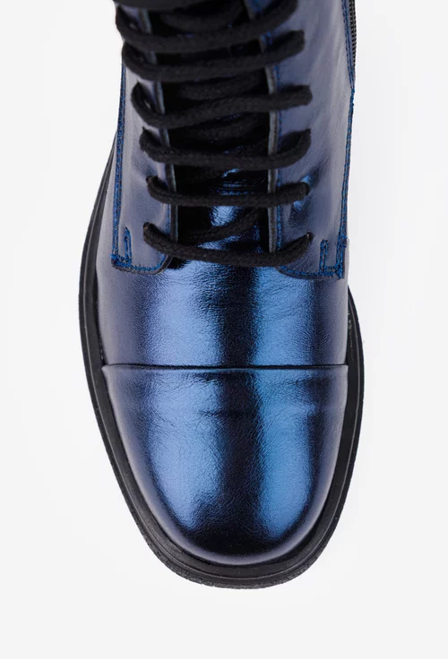 Botine dama albastre din piele naturala