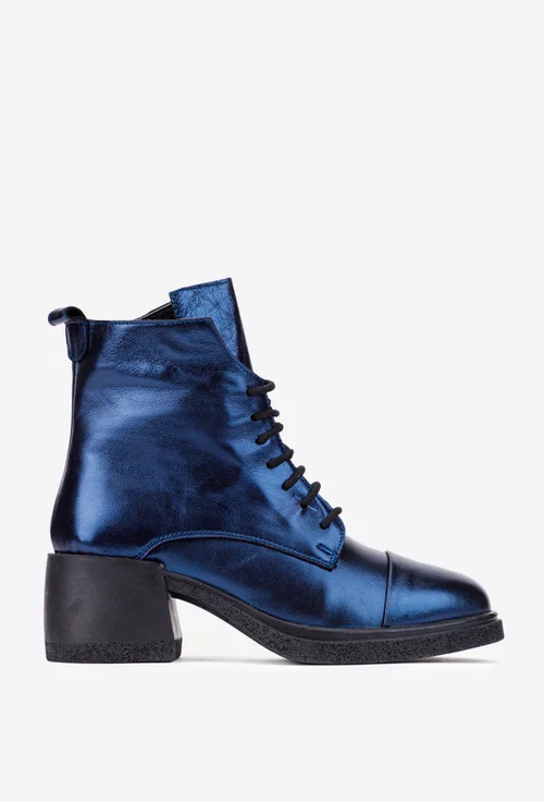 Botine dama albastre din piele naturala