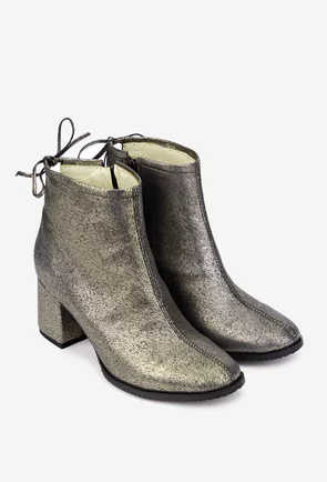 Botine dama argintii din piele naturala
