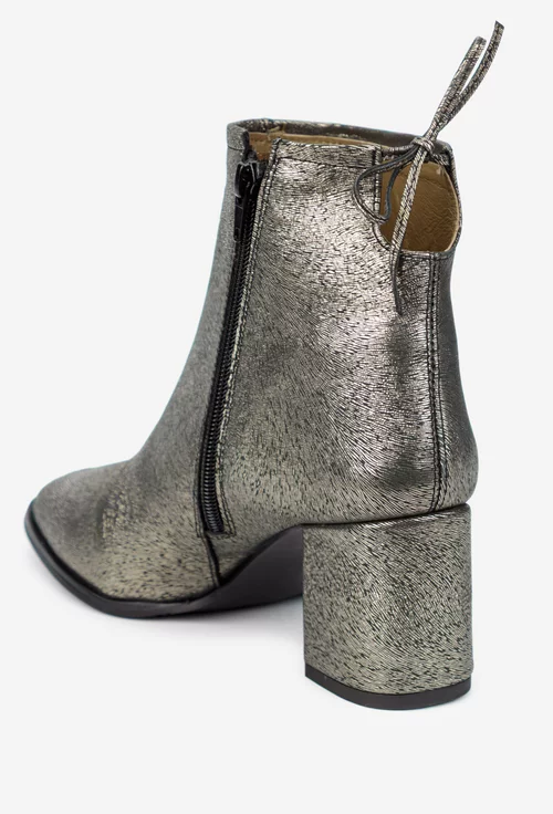 Botine dama aurii din piele picture - 4