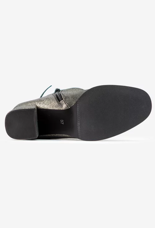 Botine dama aurii din piele picture - 5