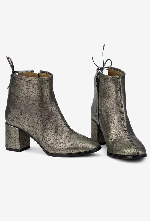 Botine dama aurii din piele picture - 6