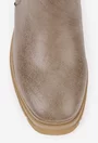 Botine dama bej din piele cu elastic in lateral