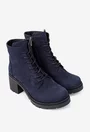 Botine dama bleumarin din piele nabuc