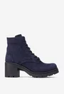 Botine dama bleumarin din piele nabuc