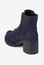 Botine dama bleumarin din piele nabuc