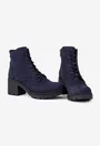 Botine dama bleumarin din piele nabuc